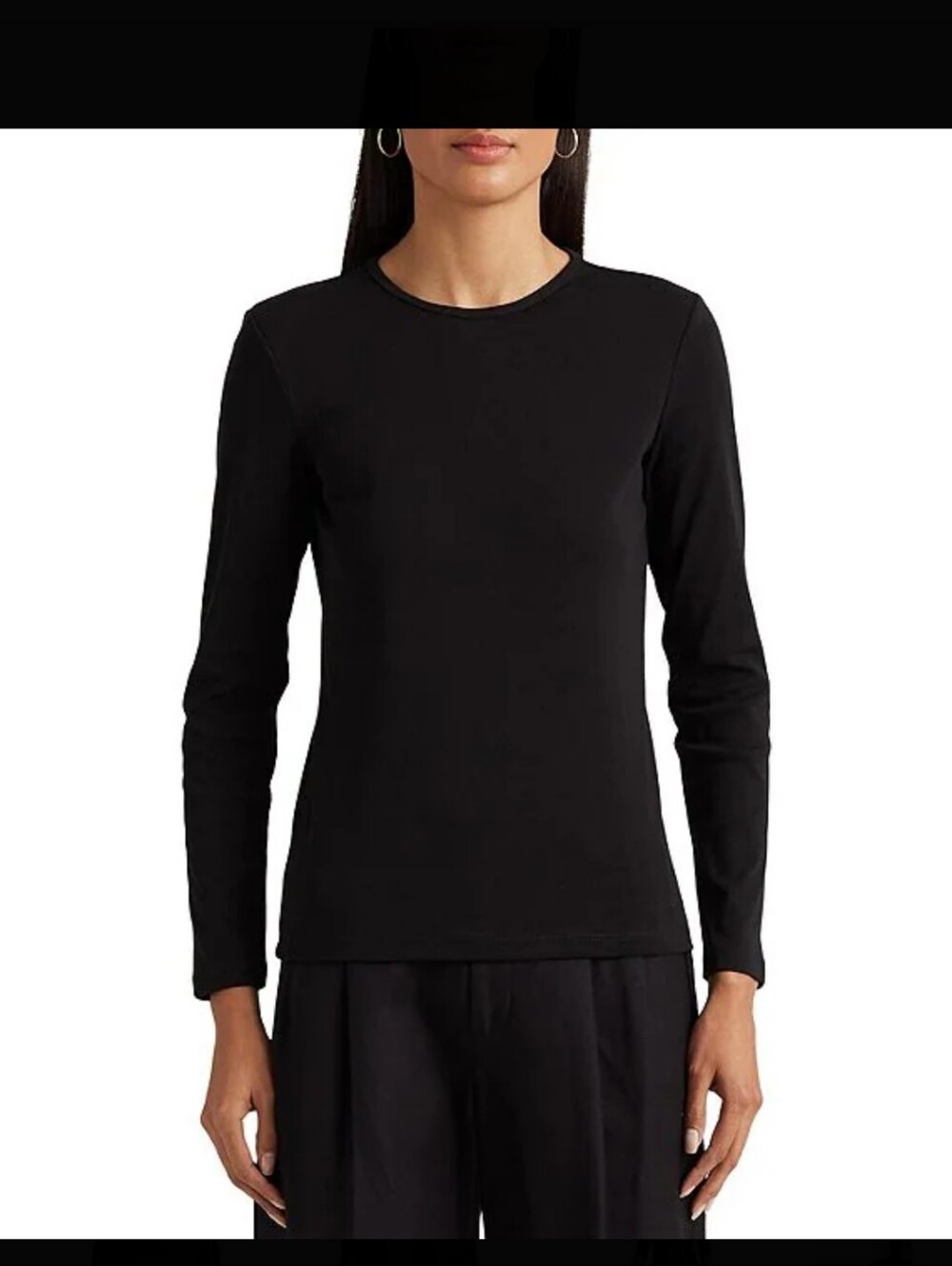 L-Ralph Lauren- Black Long Sleeve Boatneck Top
